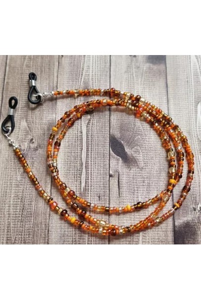 Beaded Glasses Chain - Brown Orange - Spectacle Cord - Sunglasses Strap